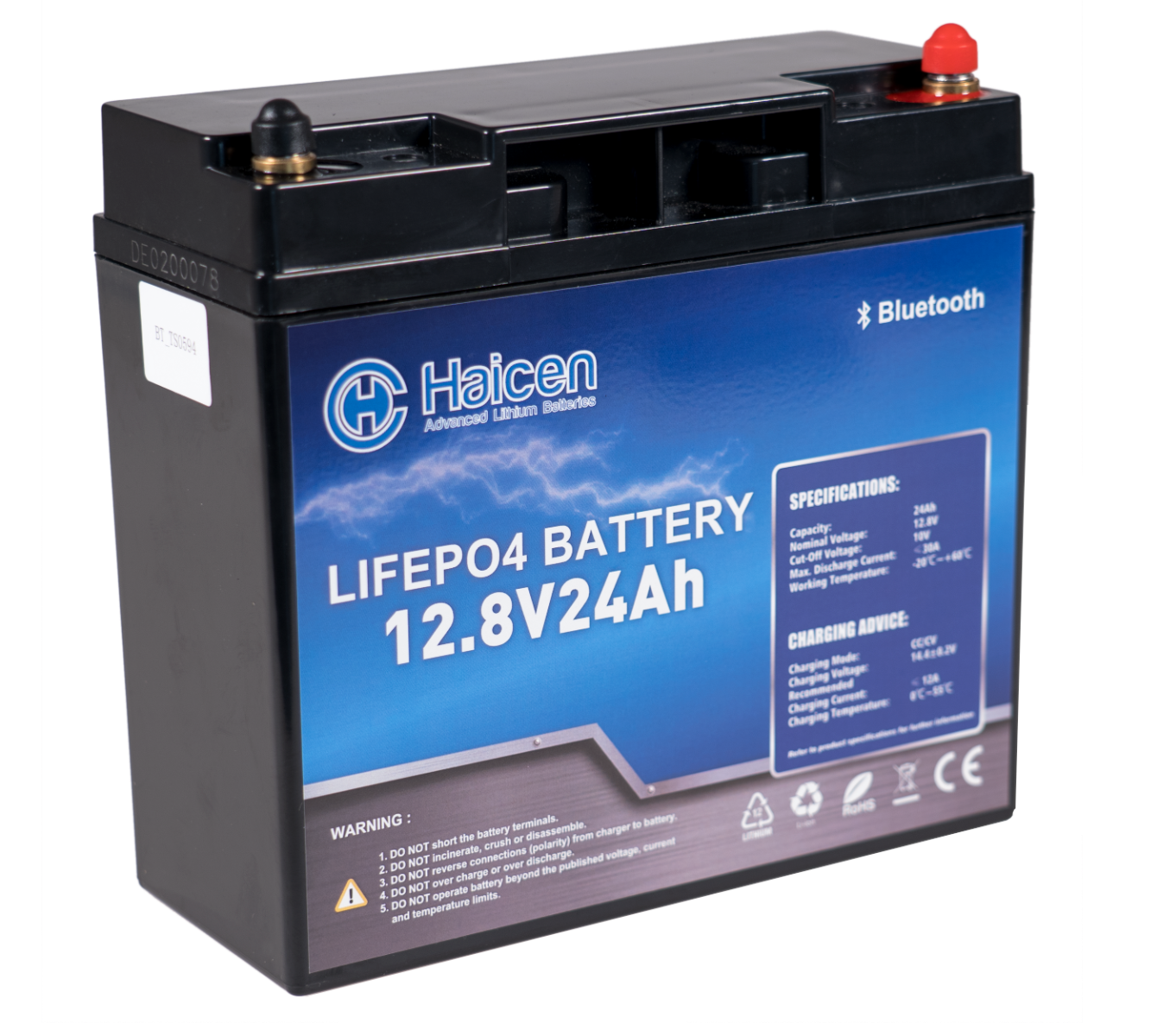 Lithium Batteri: LiFePo4 12V 24Ah, H, Bluetooth - Kr 2195