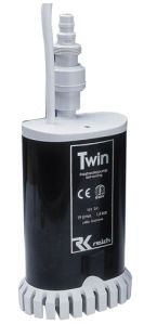 12V vannsynkepumpe, Twin 55W, 19L 1.4bar m/tilbakeslagsventil