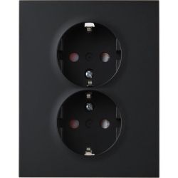 230V ELKO Plus Stikkontakt Dobbel Innfelt Jord, Sort