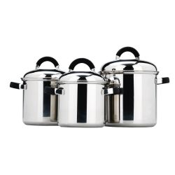Kasserolle sett, 3 deler, rustfritt stål