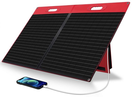 Solcellepanel 100Watt, sammenleggbart, 2-fold, rød