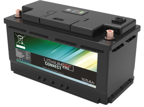 Lithium Batteri: LiFePo4 12V 105Ah, Bobilbatteri Heat Pro Camper Connect