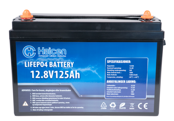 Lithium Batteri: LiFePo4 12V 125Ah, H