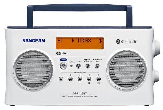 12V & 230V Sangean DPR26BT, DAB+/DAB/FM/BT Radio, hvit
