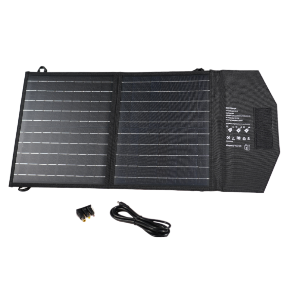 Solcellepanel  30Watt, sammenleggbart, 2-fold, sort