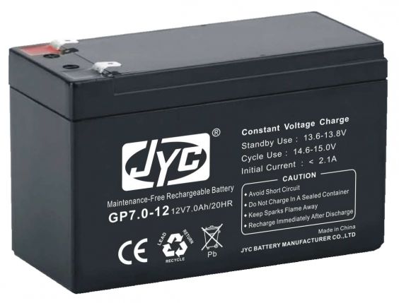 AGM Batteri:   7 AGM JYC GP7, 12V 7Ah