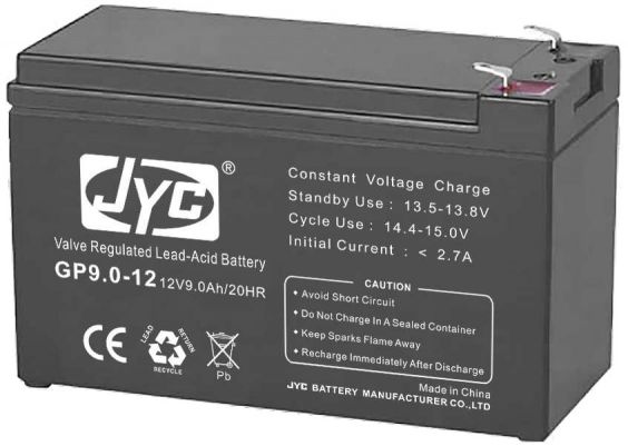 AGM Batteri:   9 AGM JYC GP9, 12V 9Ah