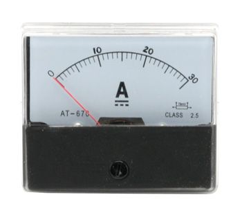 Amperemeter 0-30A, analogt, med shunt
