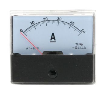 Amperemeter 0-50A, analogt, med shunt