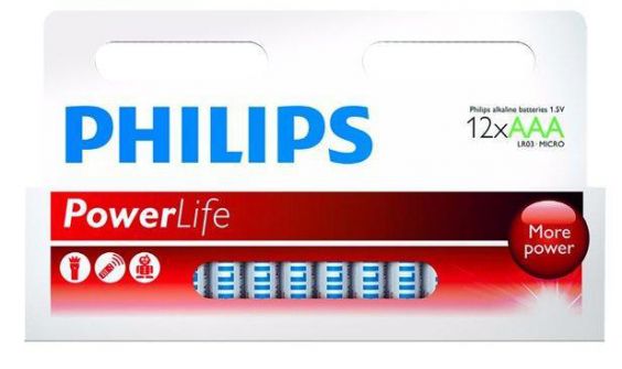 Batteri Philips Power Alkaline AAA, LR03, 12pk