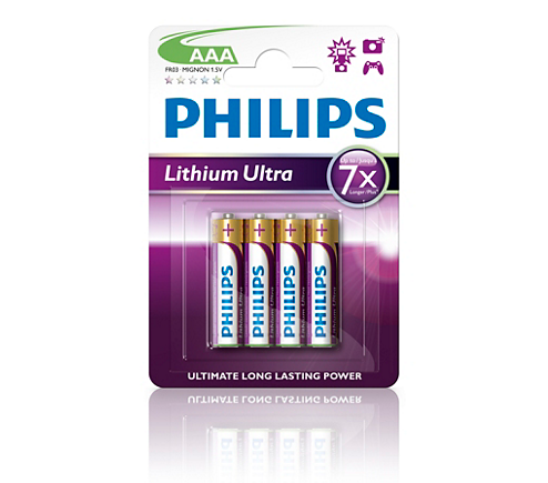 Batteri Philips Lithium Ultra AAA, LR03, 4pk