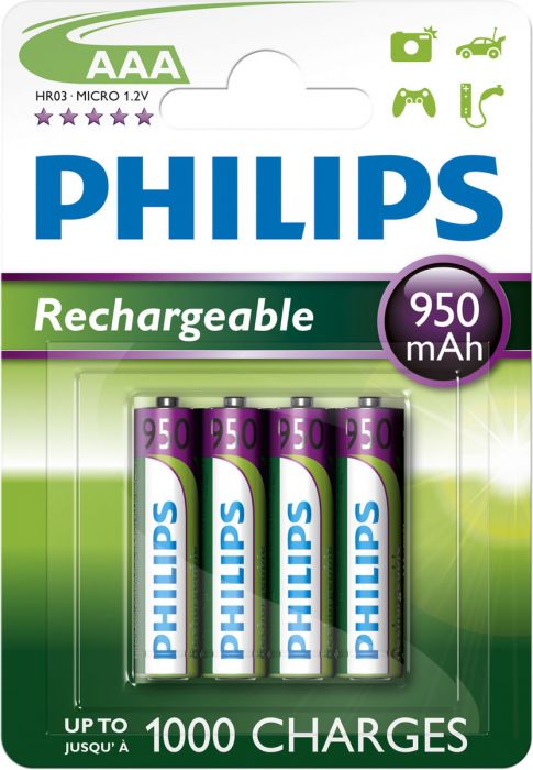 Batteri Philips Oppladbart AAA, 4pk