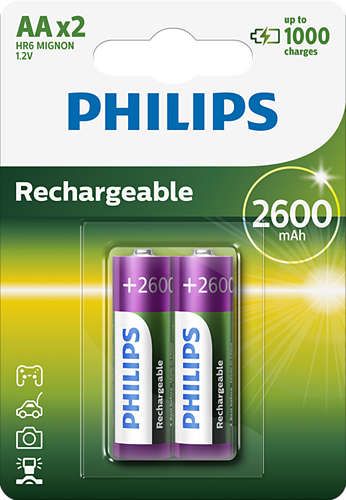 Batteri Philips Oppladbart AA, 2pk