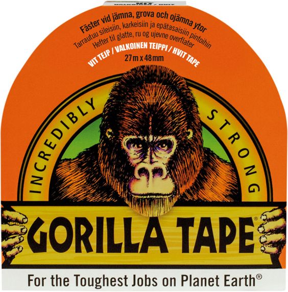 Gorilla tape, hvit, 27m
