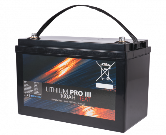Lithium Batteri: LiFePo4 12V 100Ah, BT, HEAT, Pro III