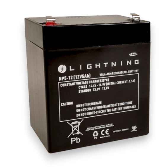 AGM Batteri:   5 AGM Lightning GP5, 12V 5Ah