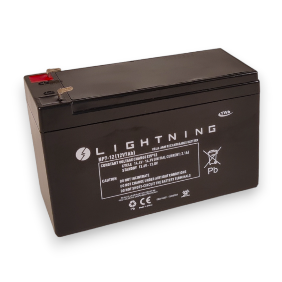 AGM Batteri:   7 AGM Lightning GP7, 12V 7Ah