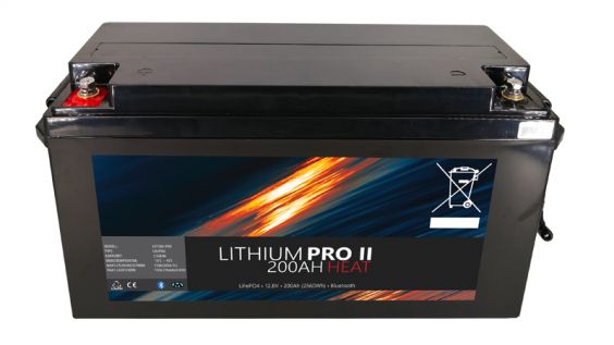 Lithium Batteri: LiFePo4 12V 200Ah, BT, HEAT, Pro II