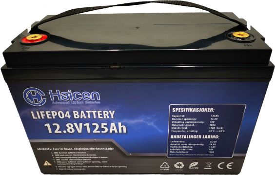 Lithium Batteri: LiFePo4 12V 125Ah, H