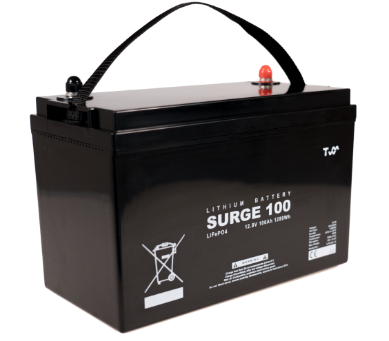 Lithium Batteri: LiFePo4 12V 100Ah, Prismatisk, Surge