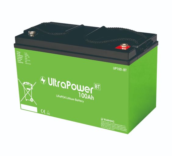Lithium Batteri: LiFePo4 12V 100Ah, Ultra Power, BLUETOOTH