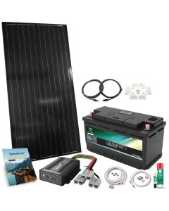 Fricamping bobilpakke med Solcelle, DC-DC lader og Litium batteri