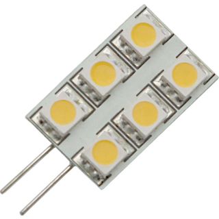 12V G4 sidepinner rektangulær 1,2W 6 SMD5050 led pære, varmhvit