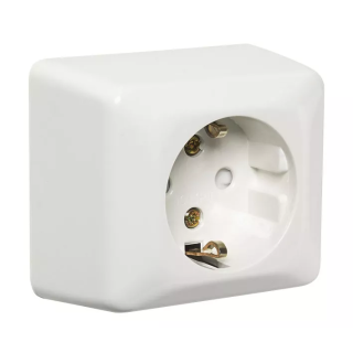 230V ELKO Enkel stikkontakt påvegg m/jord