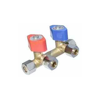 Gass dobbel stengeventil 3/8"