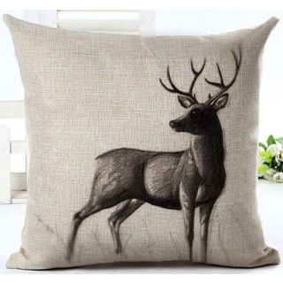 Putetrekk 45x45 lin, Kronhjort, mørk, modell 13