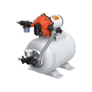 12V Seaflo 18l/min vannpumpe med 8L trykktank