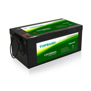 Lithium Batteri: LiFePO4 12V 300Ah, 200A BMS, Topband