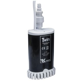 12V vannsynkepumpe, Twin 55W, 19L 1.4bar m/tilbakeslagsventil