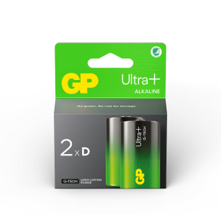 Batteri GP Ultra+ Alkaline D, LR20, 2pk