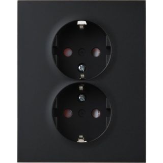 230V ELKO Plus Stikkontakt Dobbel Innfelt Jord, Sort