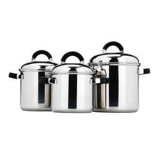 Kasserolle sett, 3 deler, rustfritt stål