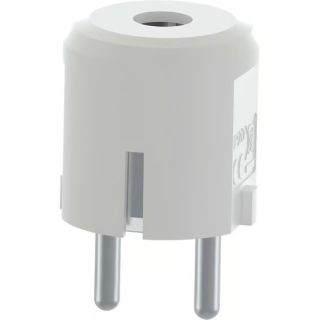 Støpsel m/jord, rett, hvit