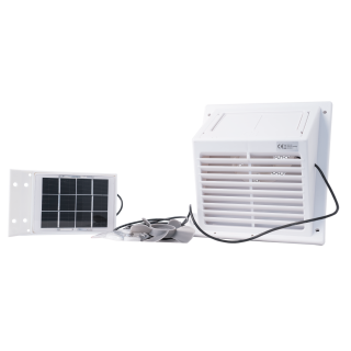 Solventilator SWF-102, med eksternt solcellepanel, hvit