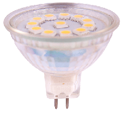 12V MR16 1W 6 SMD2835 led pære, varmhvit