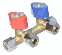 Gass dobbel stengeventil 3/8"