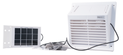 DEMO-Solventilator SWF-102, med eksternt solcellepanel, hvit