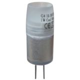 12V G4 rundtlysende 1,0W silver led pære, varmhvit