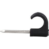 Kabelklips for rund kabel  7-10mm, 100stk, sort