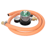 Gassregulator med slange, slangeklemmer og manometer