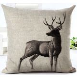 Putetrekk 45x45 lin, Kronhjort, mørk, modell 13