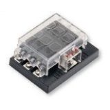 Strømfordelingsblokk for 6 flatstiftsikringer, 202-06KW