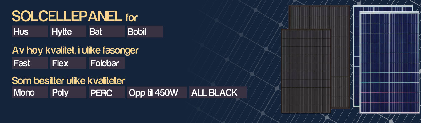 Solcellepanel som besitter ulike kvaliteter
