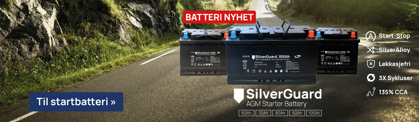 Moderne AGM startbatteri til ditt kjøretøy! Flere størrelser tilgjengelig.
