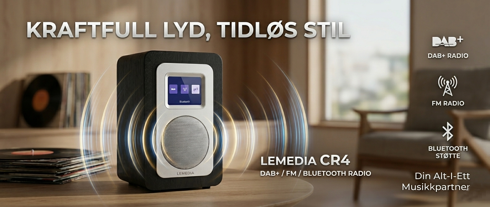 DAB+ Radio med Bluetooth. Fyldig lyd.
